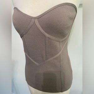 ZARA Taupe Knit Strapless Corset Top - Size M - NEW